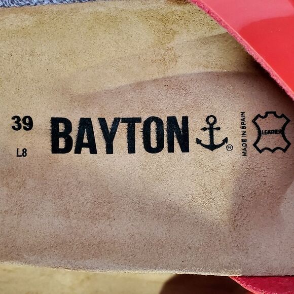 NEW Bayton neon coral slides with adjustable buckles 'Zephyr' / Women's 8 shoes - Picture 3 of 6